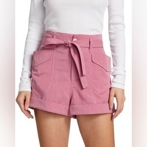 New Rag & Bone Trail Belted High Waist Shorts Cuffed Cargo Pink Sz 10